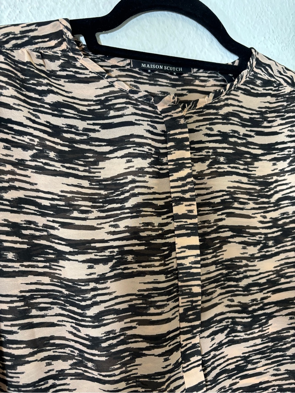 NEW Maison Scotch Scotch & Soda Abstract Zebra Print Short Sleeve Blouse Size 1 - Picture 4 of 12